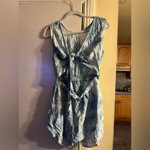 Blue and white back with tie romper